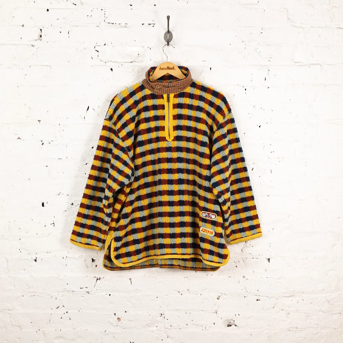 90s Squares Check Pattern Fleece - Yellow - XL