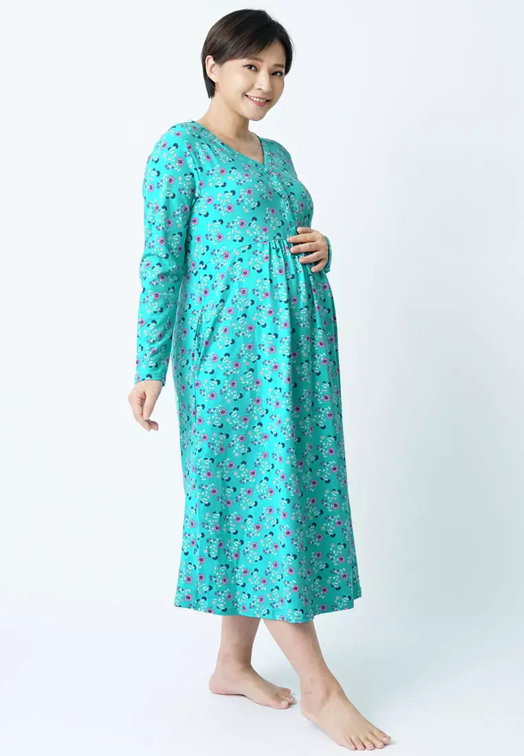 9months Maternity Turquoise Sleepwear Nursing Dress