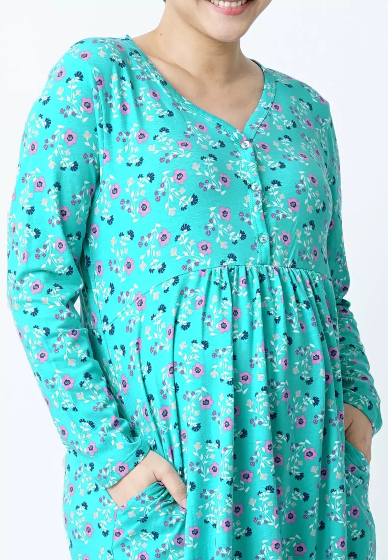 9months Maternity Turquoise Sleepwear Nursing Dress