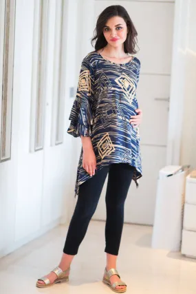 Abstract Indigo Maternity & Nursing Top