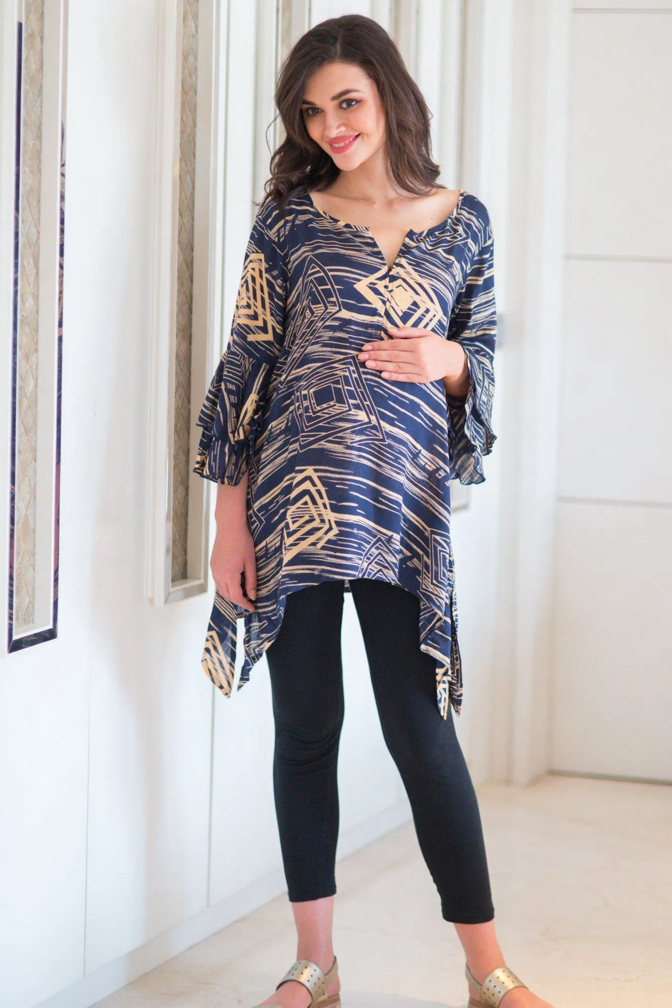 Abstract Indigo Maternity & Nursing Top