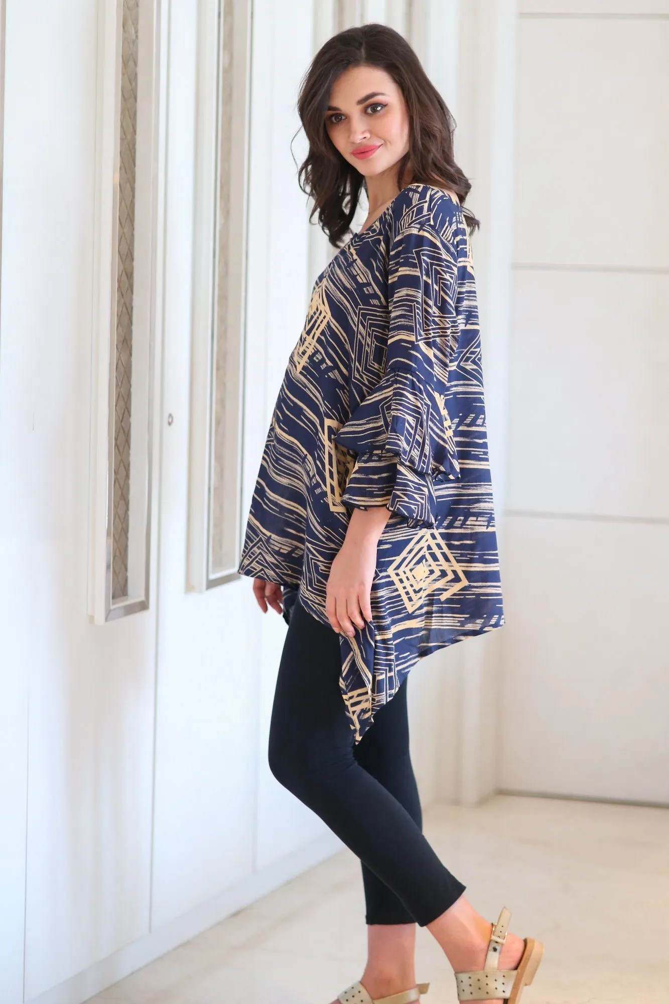 Abstract Indigo Maternity & Nursing Top