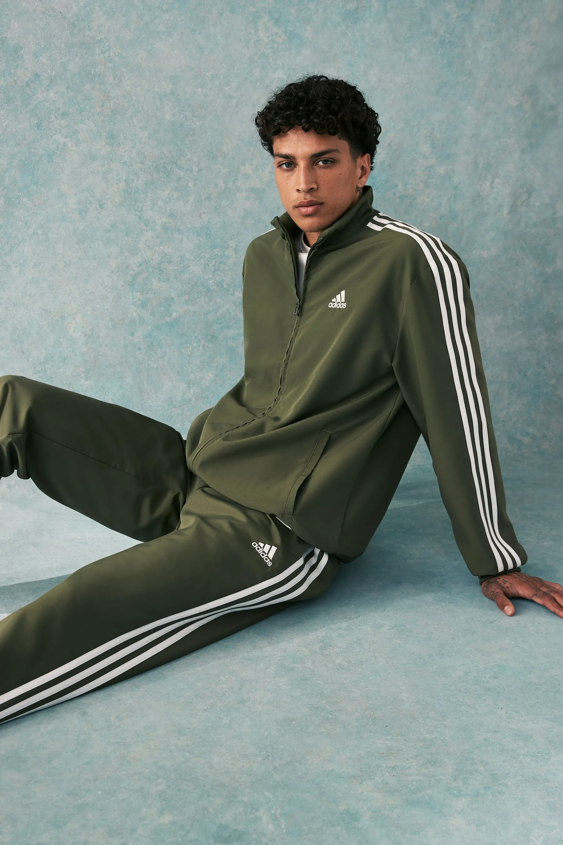 adidas Green 3 Stripes Woven Tracksuit