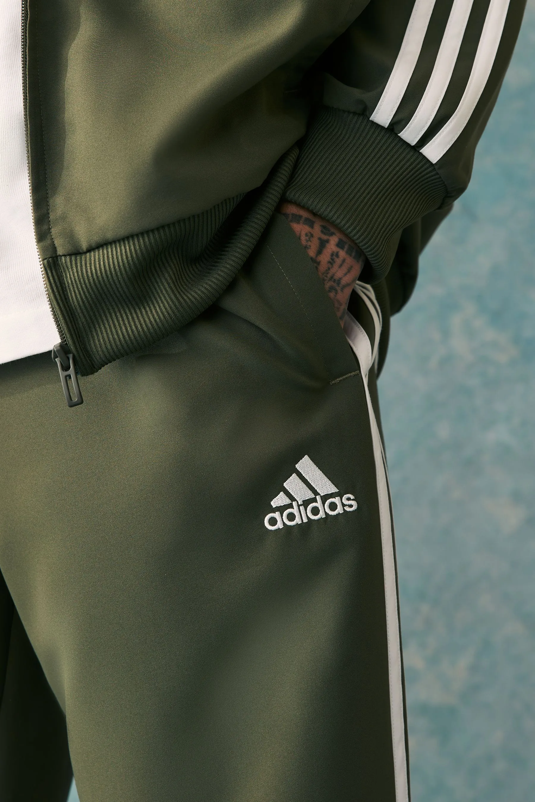 adidas Green 3 Stripes Woven Tracksuit