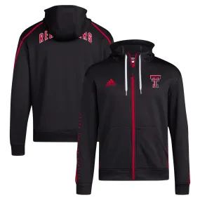 adidas Texas Tech Red Raiders Black 2024 Sideline Travel AEROREADY Full-Zip Hoodie