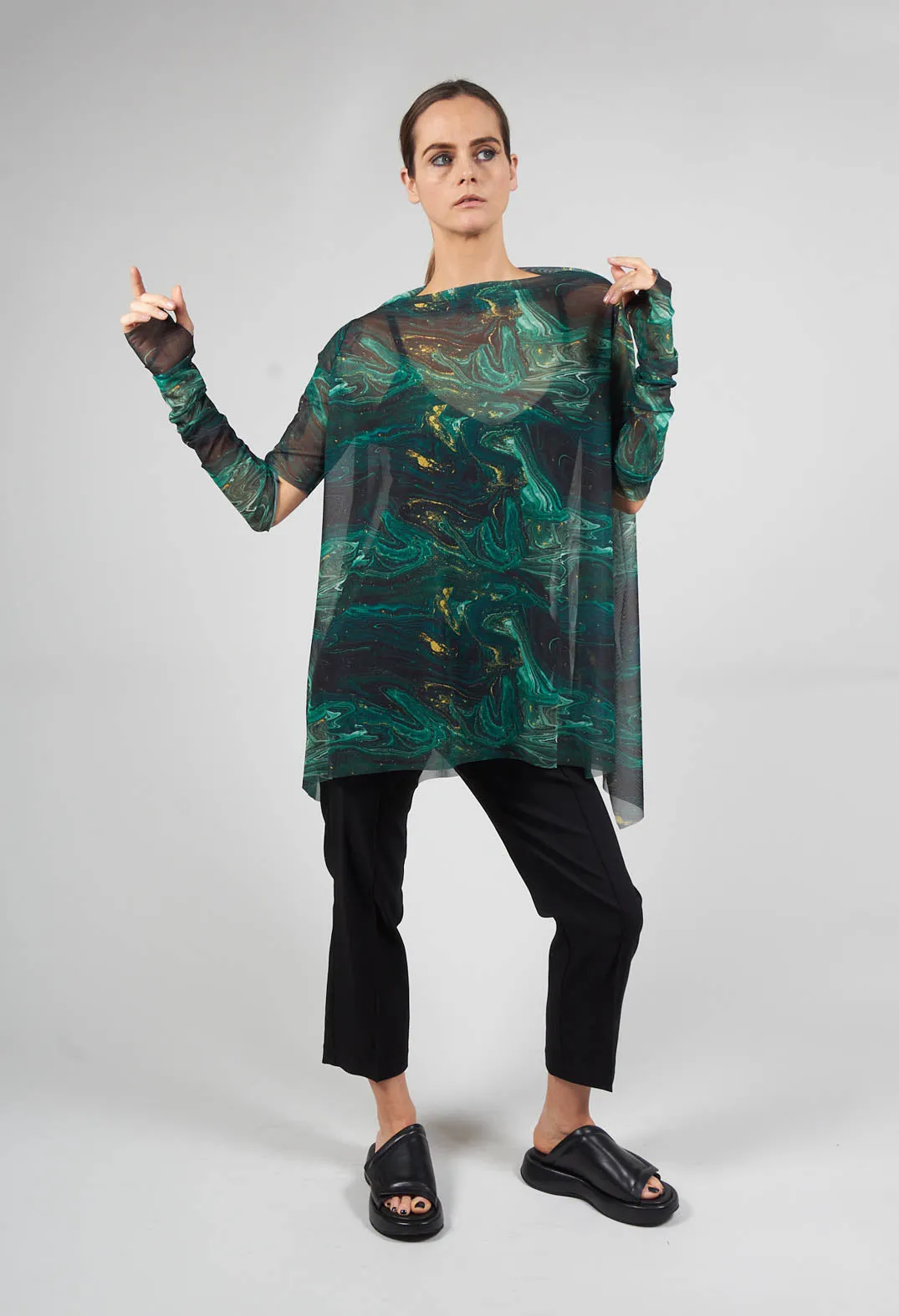 Afol Tunic in Black Dark Green