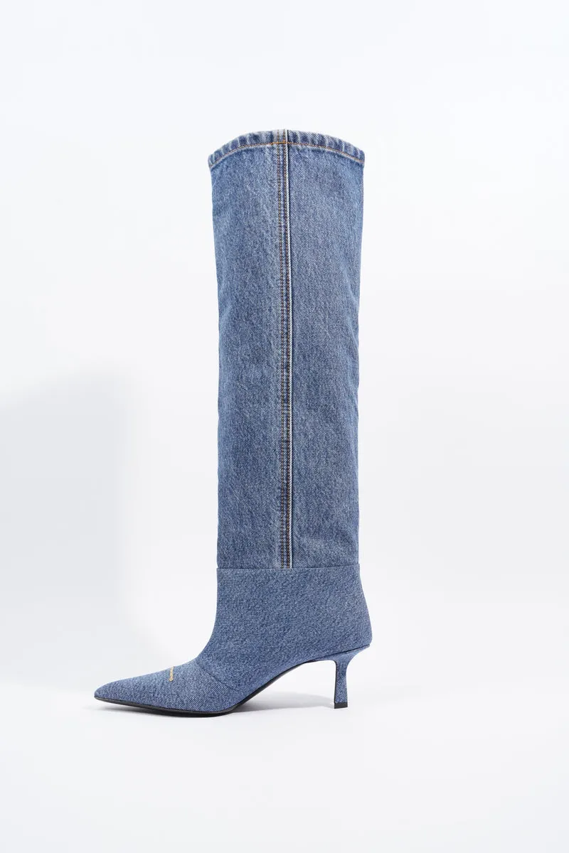 Alexander Wang Womens Viola 65 Slouch Boot Washed Denim EU 36 / UK 3