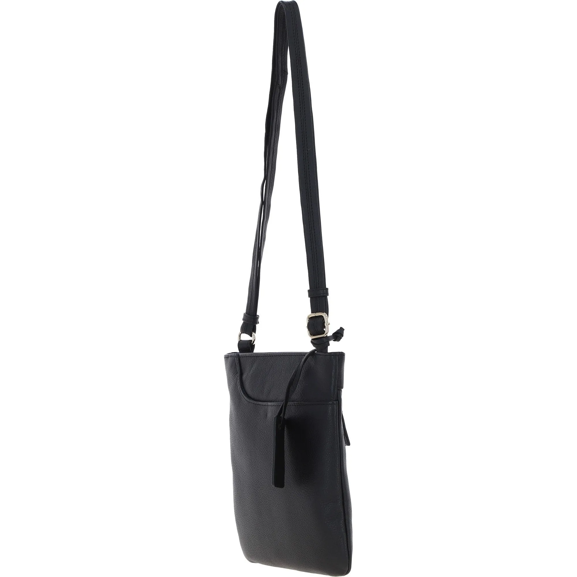 Ashwood Curve  Zip Top Leather Cross Body Bag Black: 63028