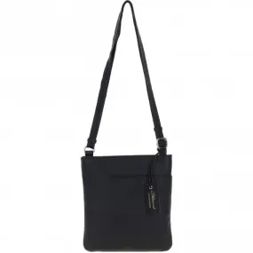 Ashwood Curve  Zip Top Leather Cross Body Bag Black: 63028