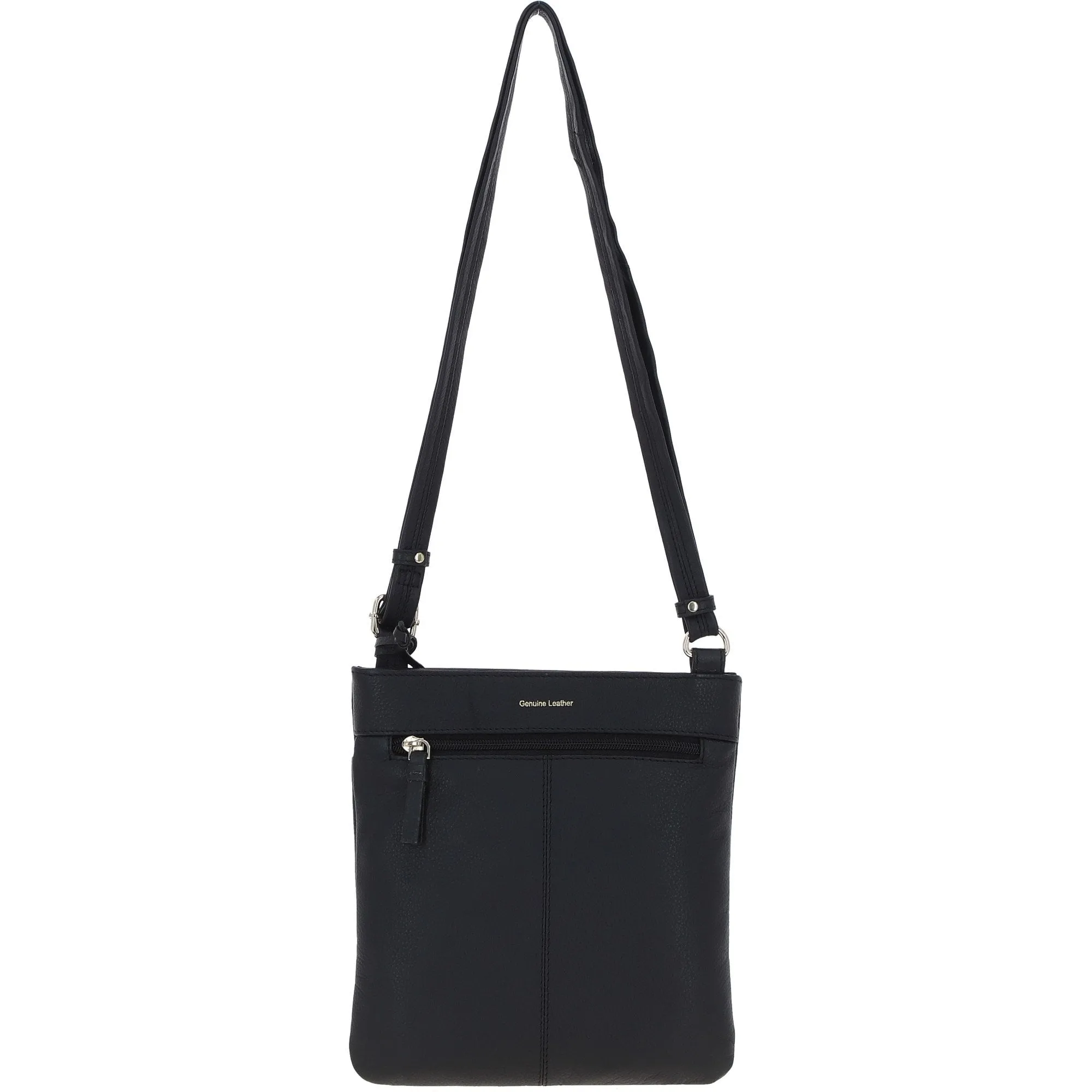 Ashwood Curve  Zip Top Leather Cross Body Bag Black: 63028