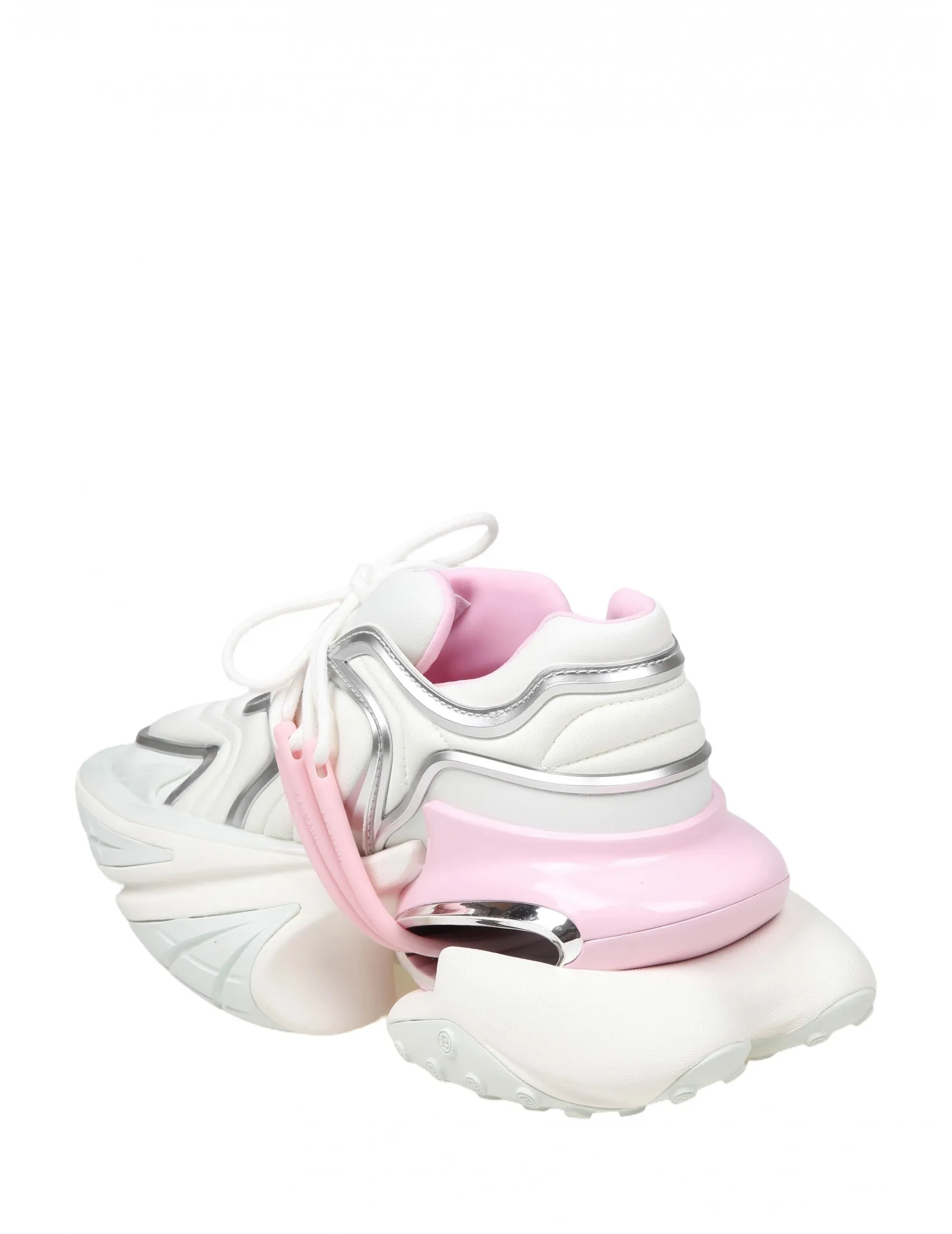 BALMAIN UNICORN WAVE SNEAKERS IN WHITE AND PINK NEOPRENE