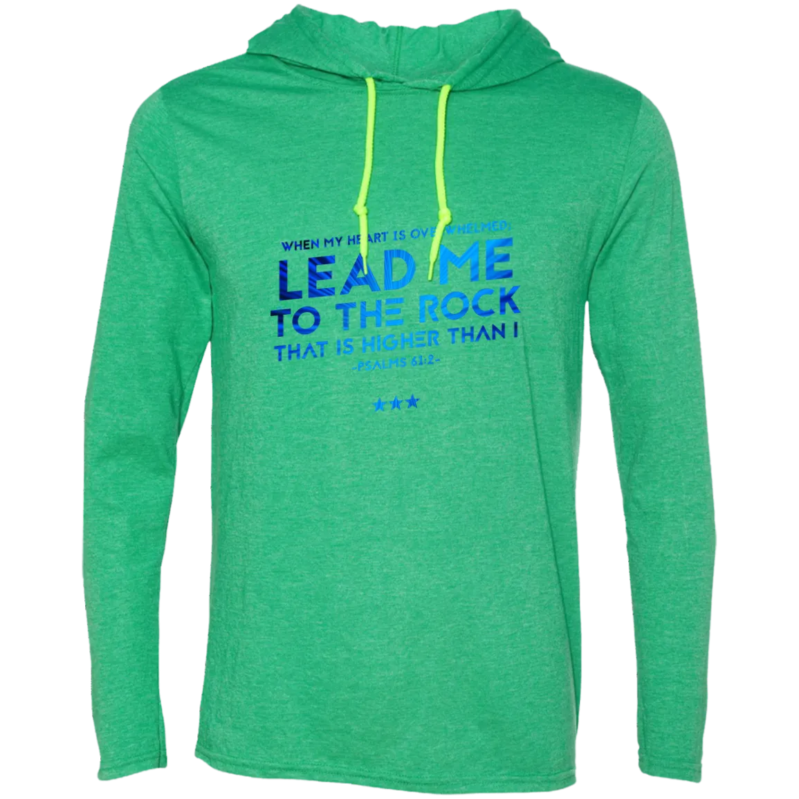 Bible Verse Men Long Sleeve T-Shirt Hoodie - Lead Me To The Rock That Is Higher Than I ~Psalm 61:2~ Design 12