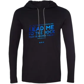 Bible Verse Men Long Sleeve T-Shirt Hoodie - Lead Me To The Rock That Is Higher Than I ~Psalm 61:2~ Design 12