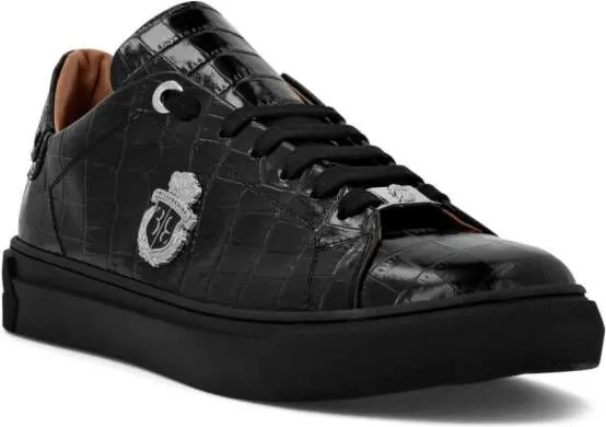 Billionaire Croco-print logo-plaque leather sneakers Black