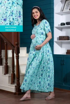 Blossom Mint Maternity & Nursing Night Dress