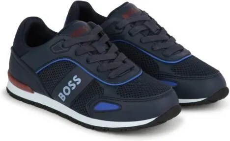 BOSS Kidswear logo-print lace-up sneakers Blue