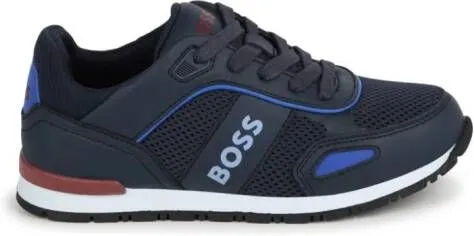 BOSS Kidswear logo-print lace-up sneakers Blue