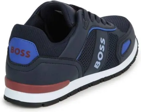 BOSS Kidswear logo-print lace-up sneakers Blue