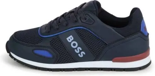 BOSS Kidswear logo-print lace-up sneakers Blue