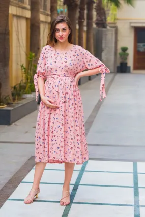 Bubbly Peach Maternity & Nursing Tie Dress