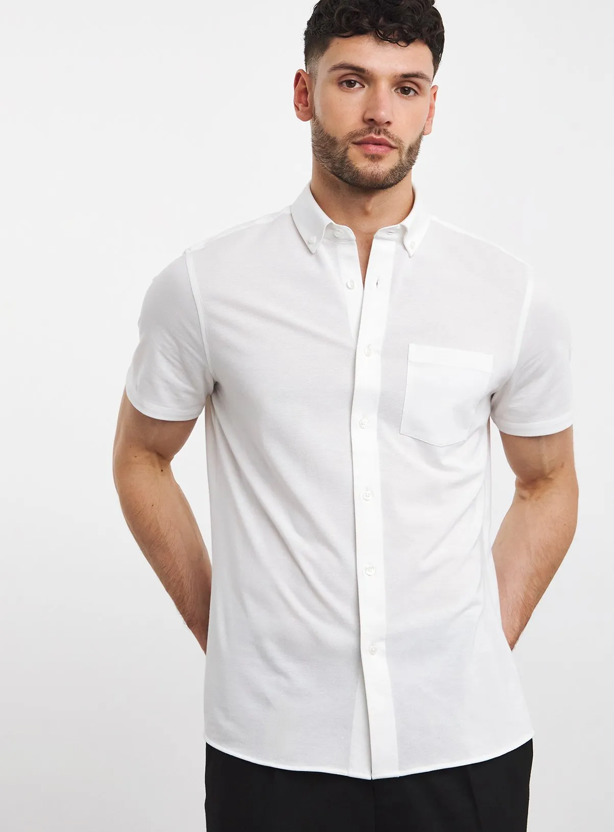 Buy JACAMO Button Down Pique Shirt White 21 | Workwear | Tu