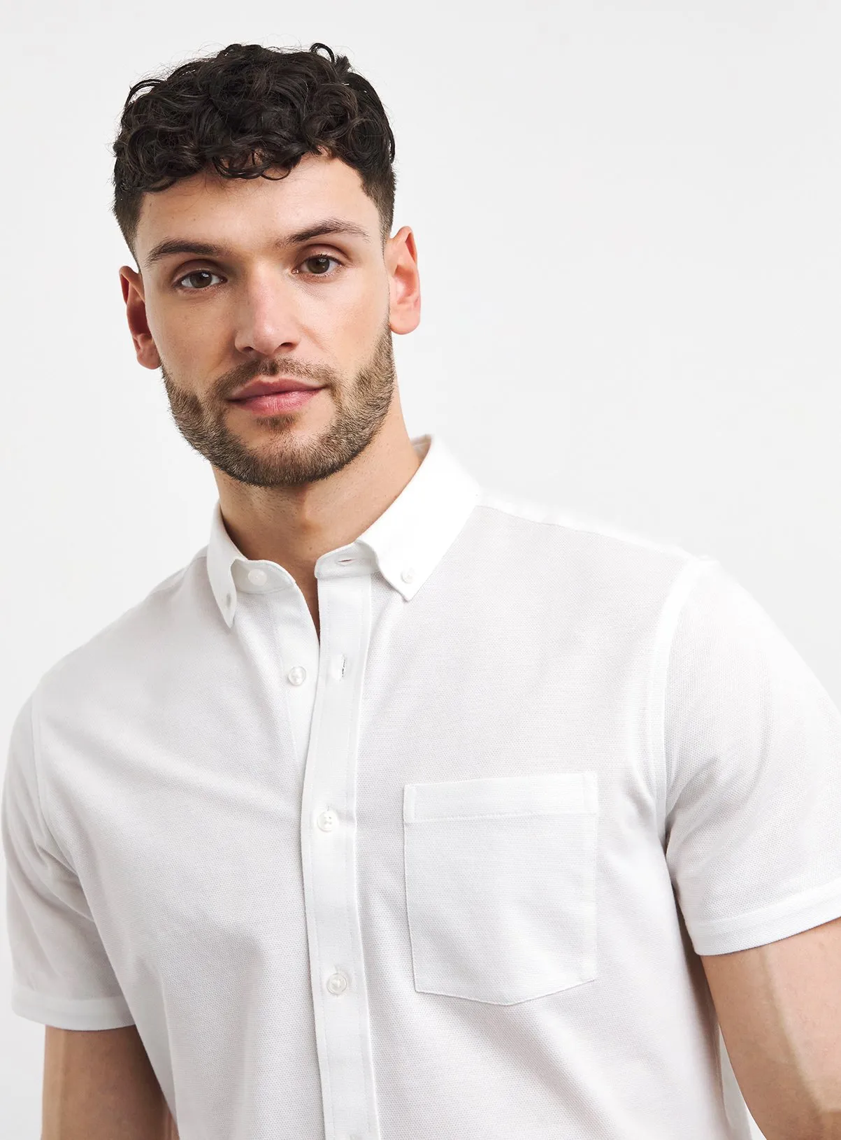 Buy JACAMO Button Down Pique Shirt White 21 | Workwear | Tu