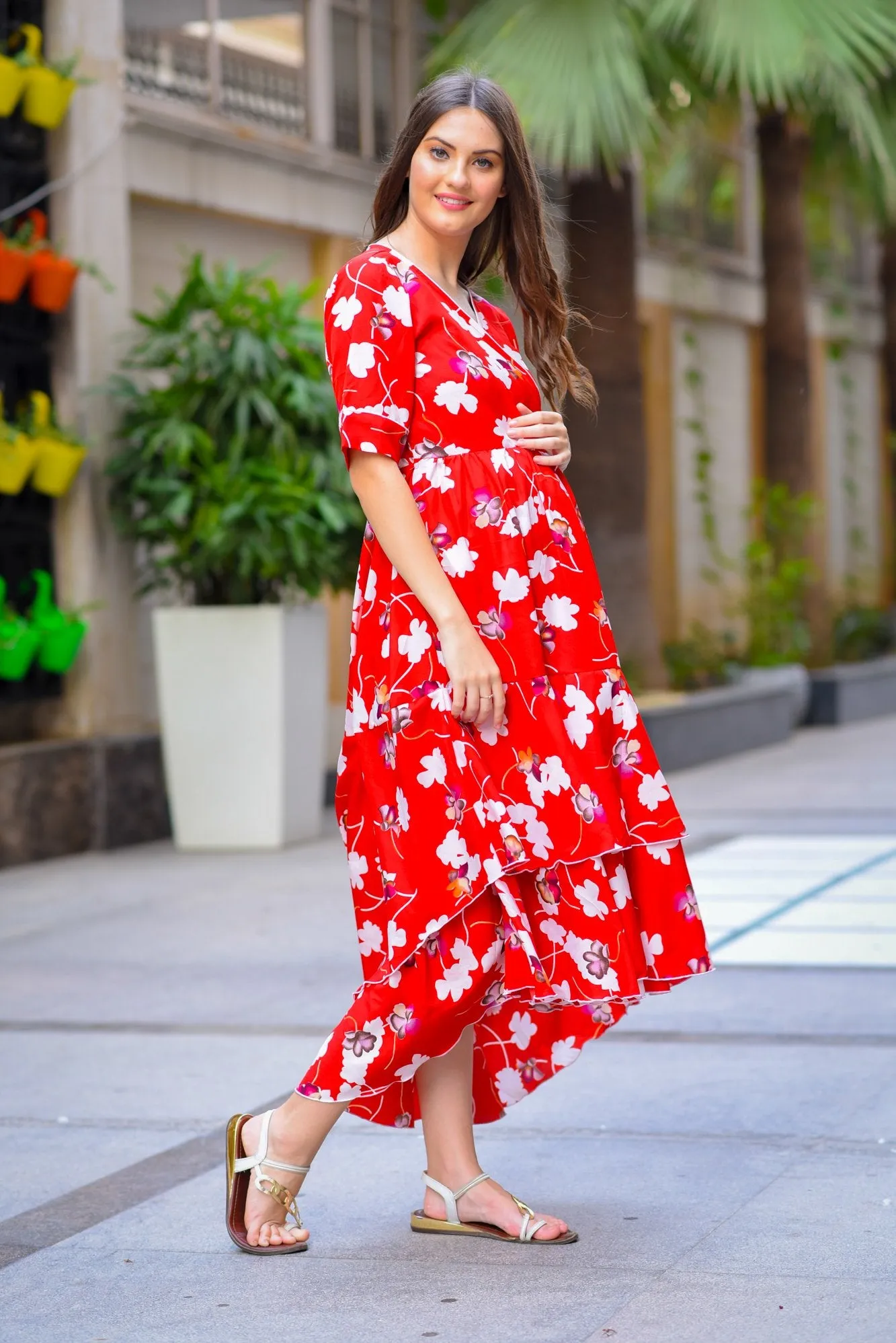 Candy Floral Maternity & Nursing Flair Dress