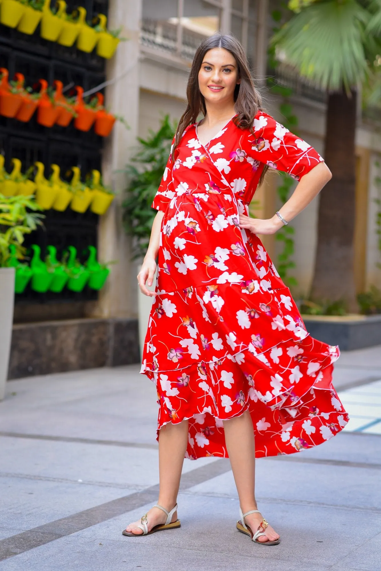 Candy Floral Maternity & Nursing Flair Dress