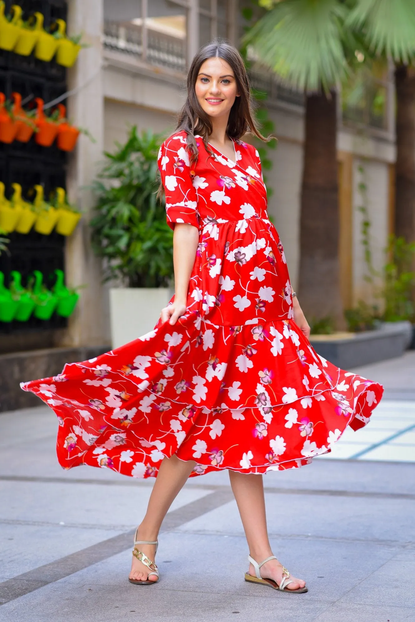 Candy Floral Maternity & Nursing Flair Dress