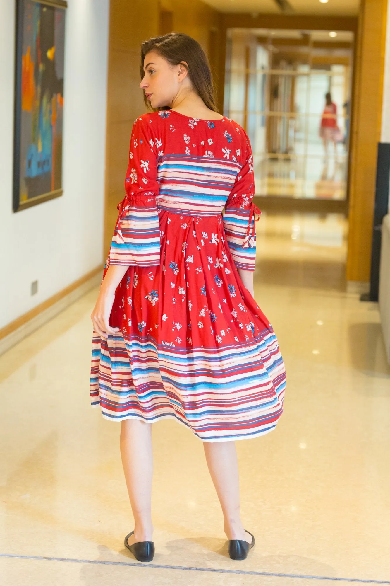 Candy Red Maternity & Nursing Swing Dress