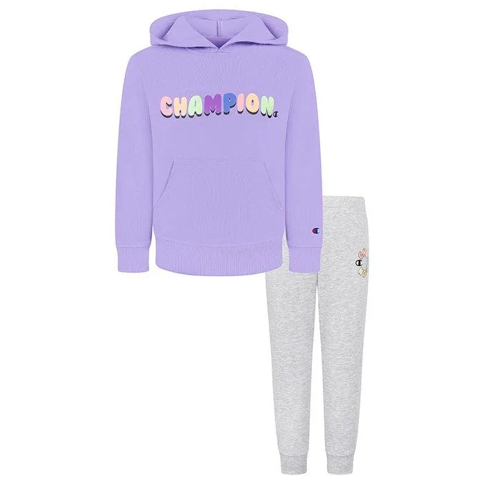 Champion Girls' [4-6X] Rainbow Bubble Hoodie + Jogger Two-Piece Set