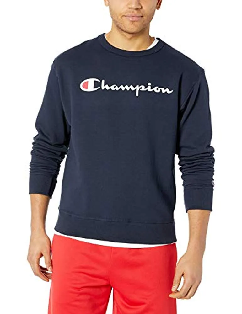 Champion Mens Powerblend Graphic Crew Fleece, Adult