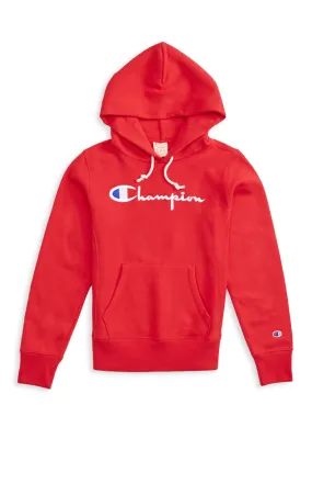 Champion Reverse Weave Script Logo Hoodie Women’s – Red