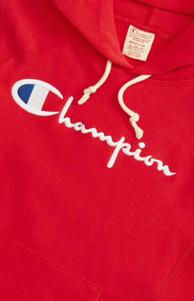 Champion Reverse Weave Script Logo Hoodie Women’s – Red