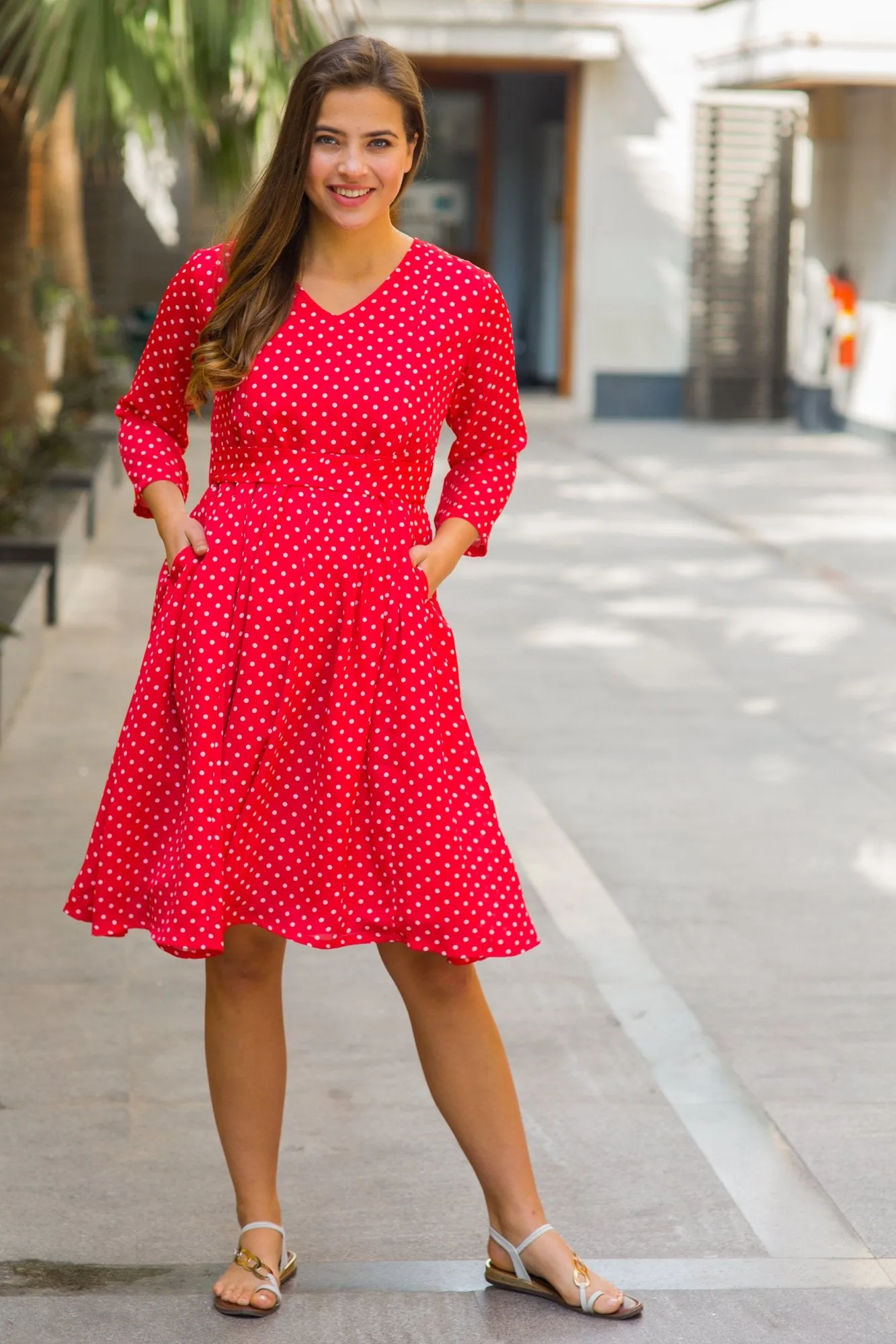 Chirpy Red Polka Maternity & Nursing Dress