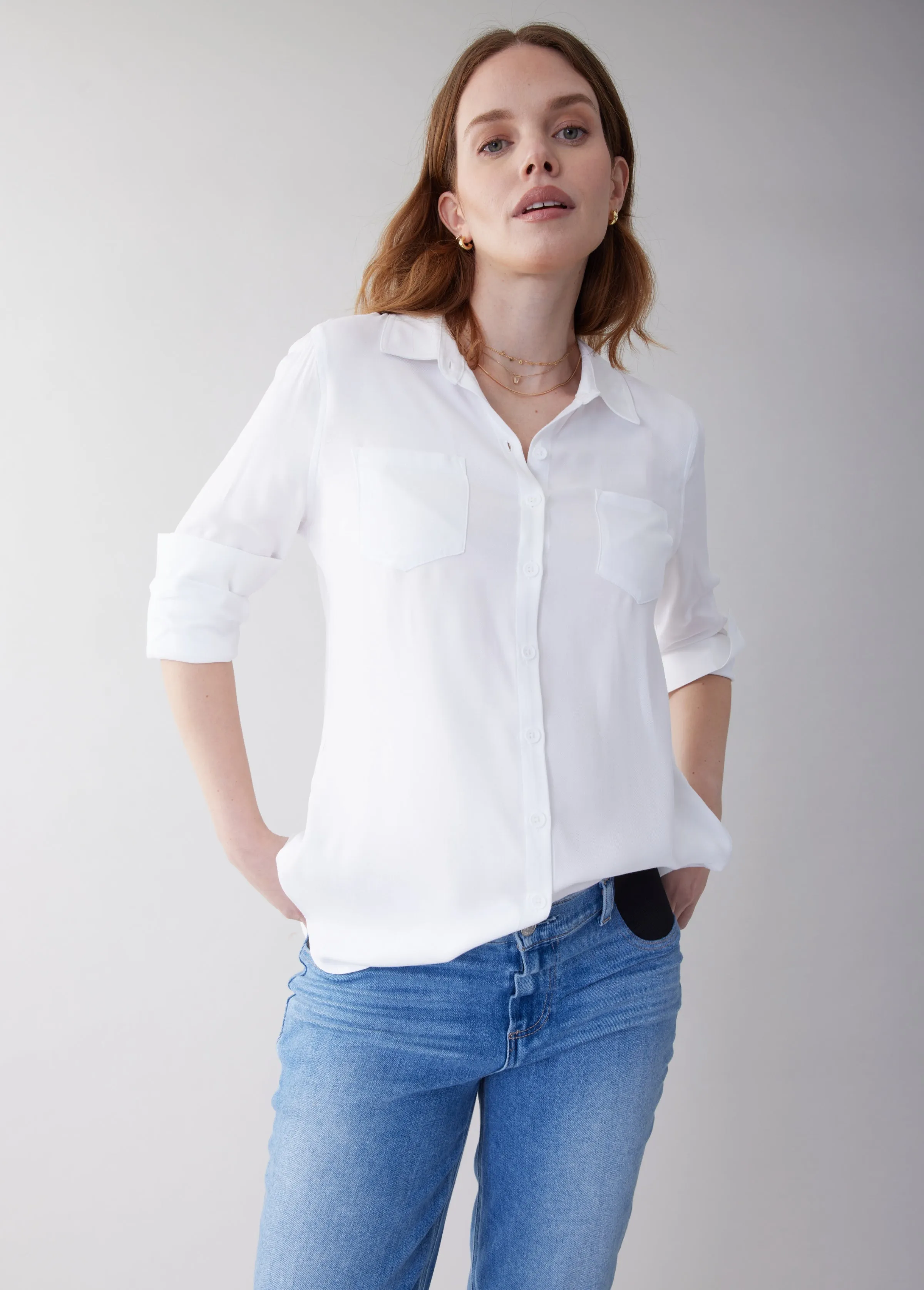 Classic Button Down Maternity & Nursing Top