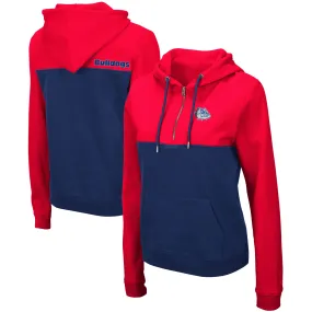 Colosseum Gonzaga Bulldogs Women's Red/Navy Aidan Lightweight Half-Zip Hoodie