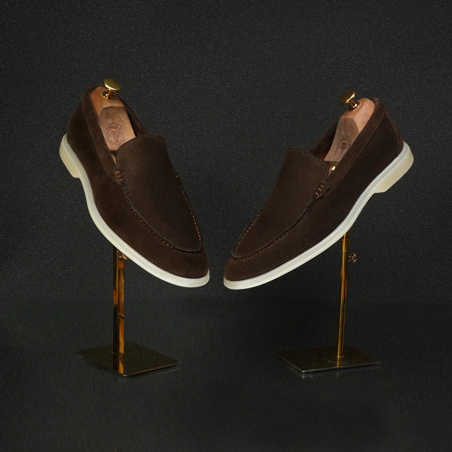 Comfy Yacht Shoes in Dark Brown Suede Leather