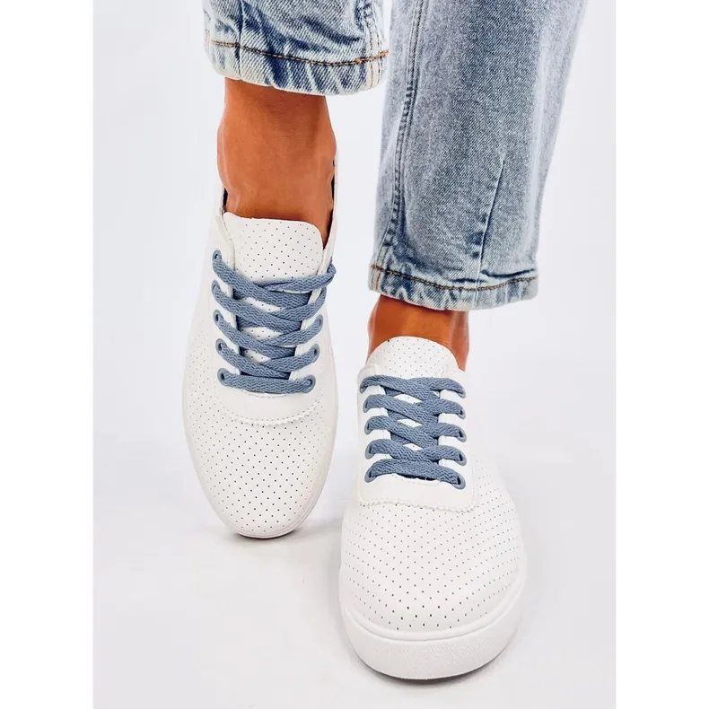 Costier Light Blue women's openwork sneakers white