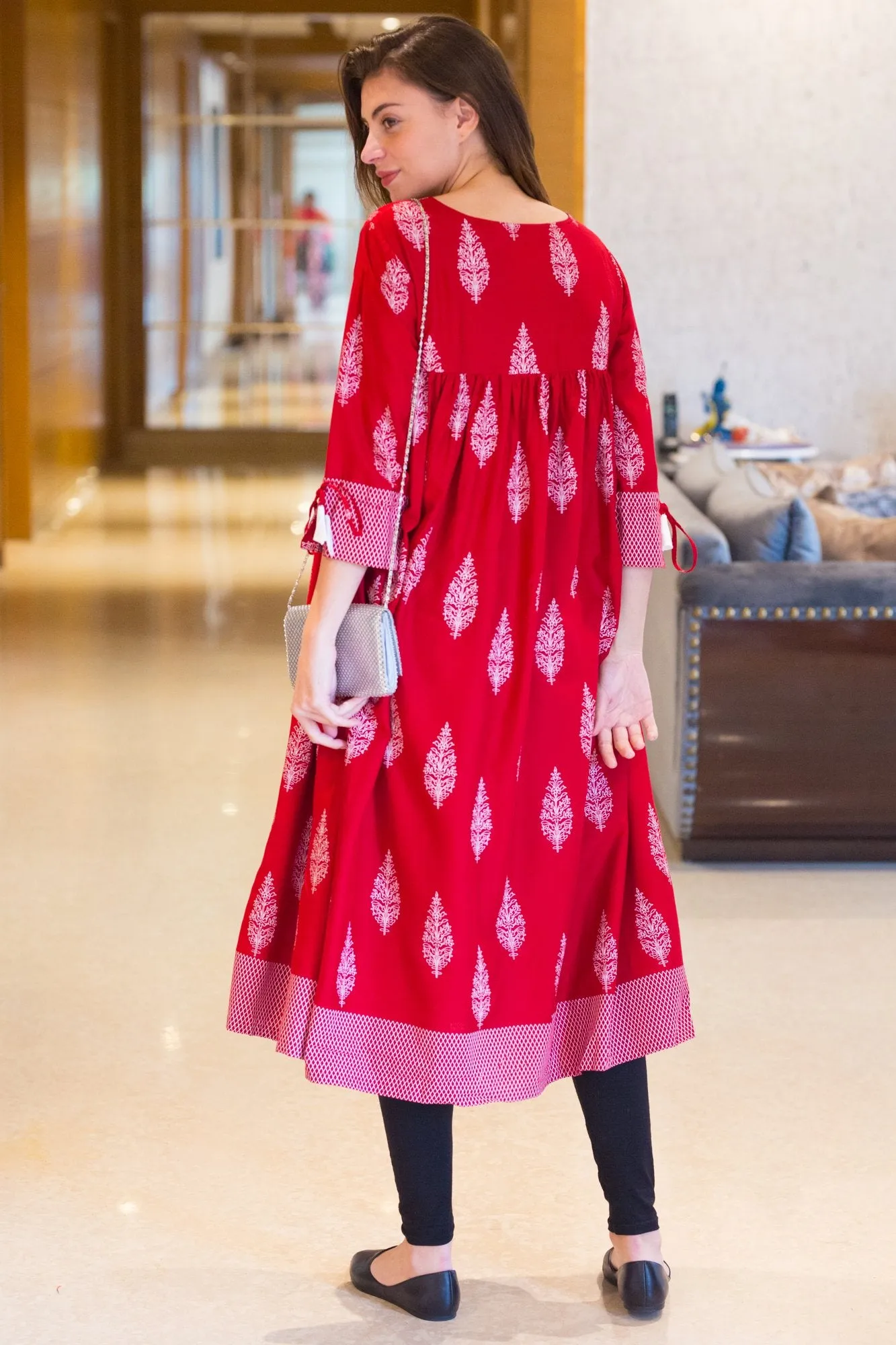 Crimson Red Maternity & Nursing Kurta