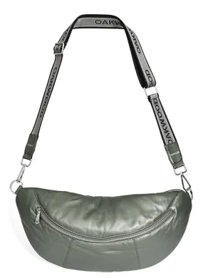 Dark green metallic leather shoulder bag 64576