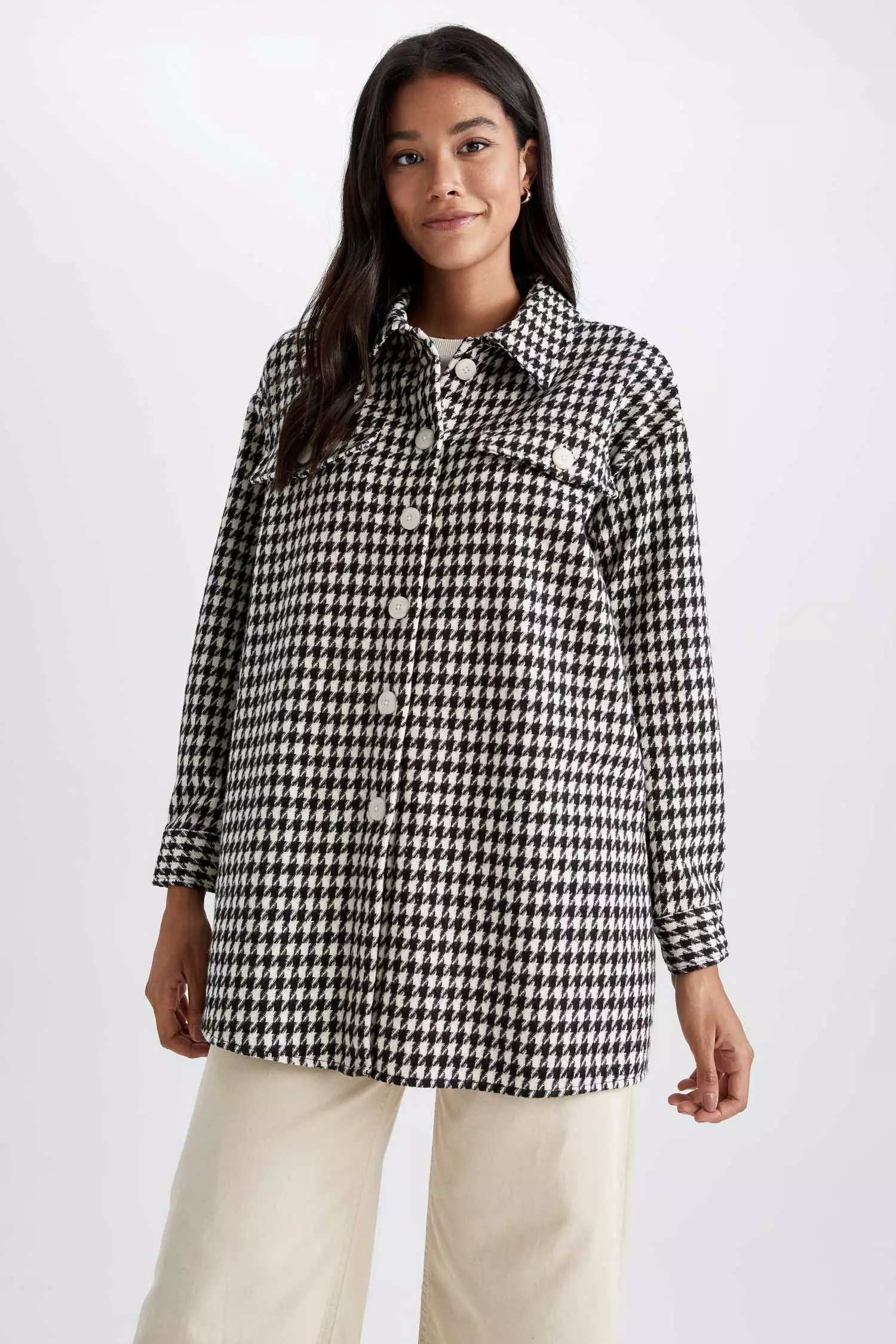 DeFacto Regular Fit Plaid Long Sleeve Tunic