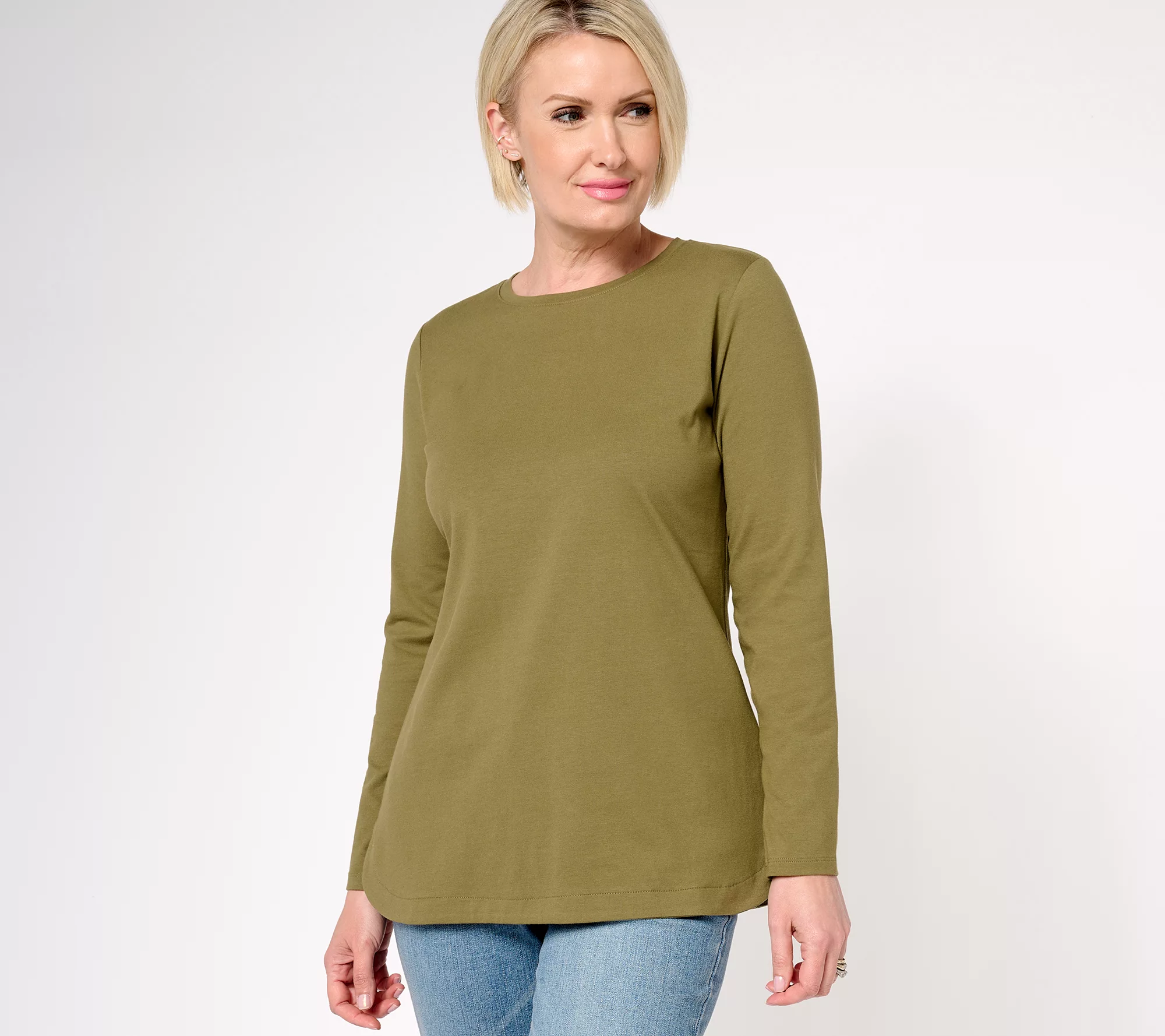 Denim & Co. Essentials Perfect Jersey Crew Neck Tunic