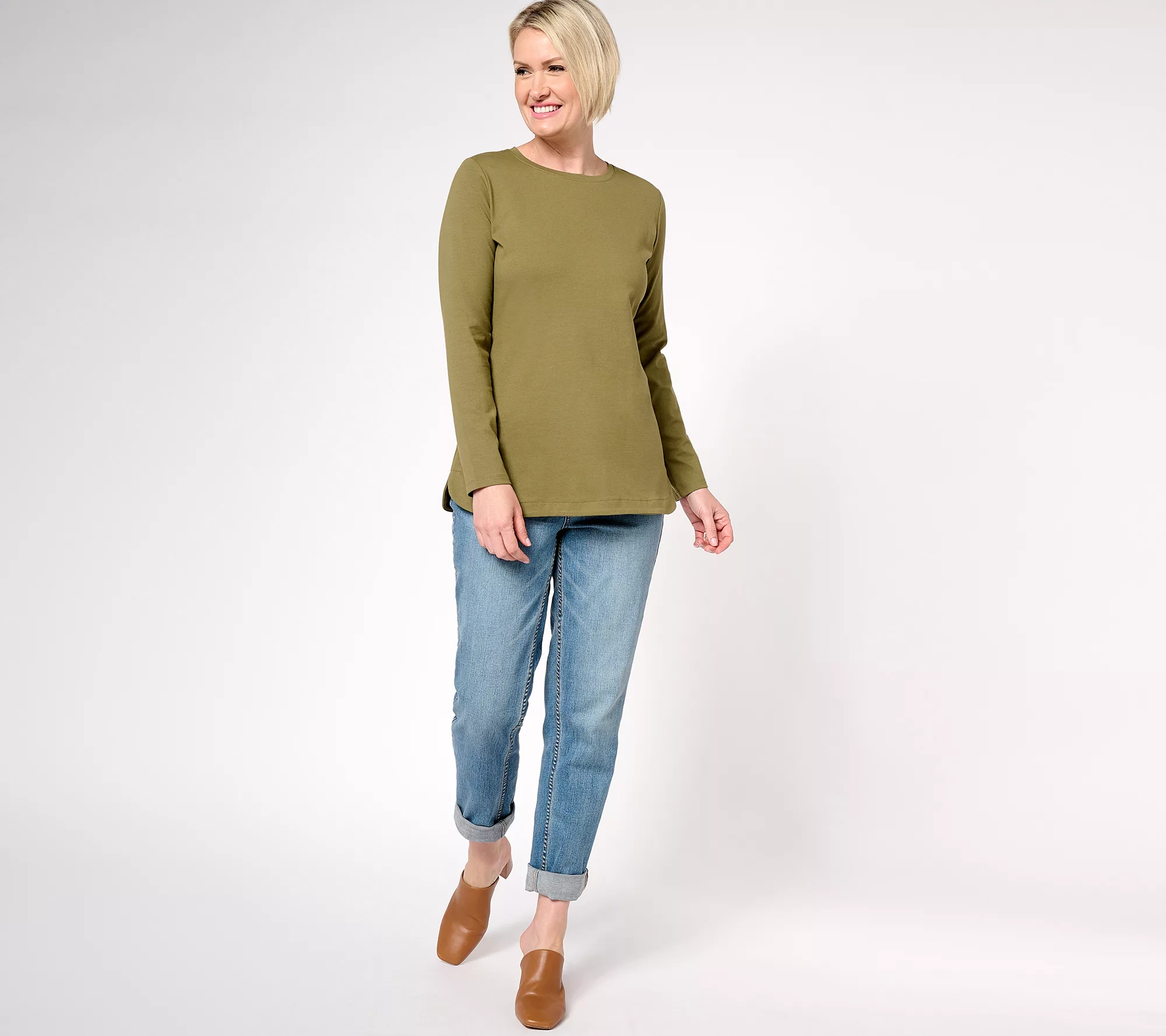 Denim & Co. Essentials Perfect Jersey Crew Neck Tunic