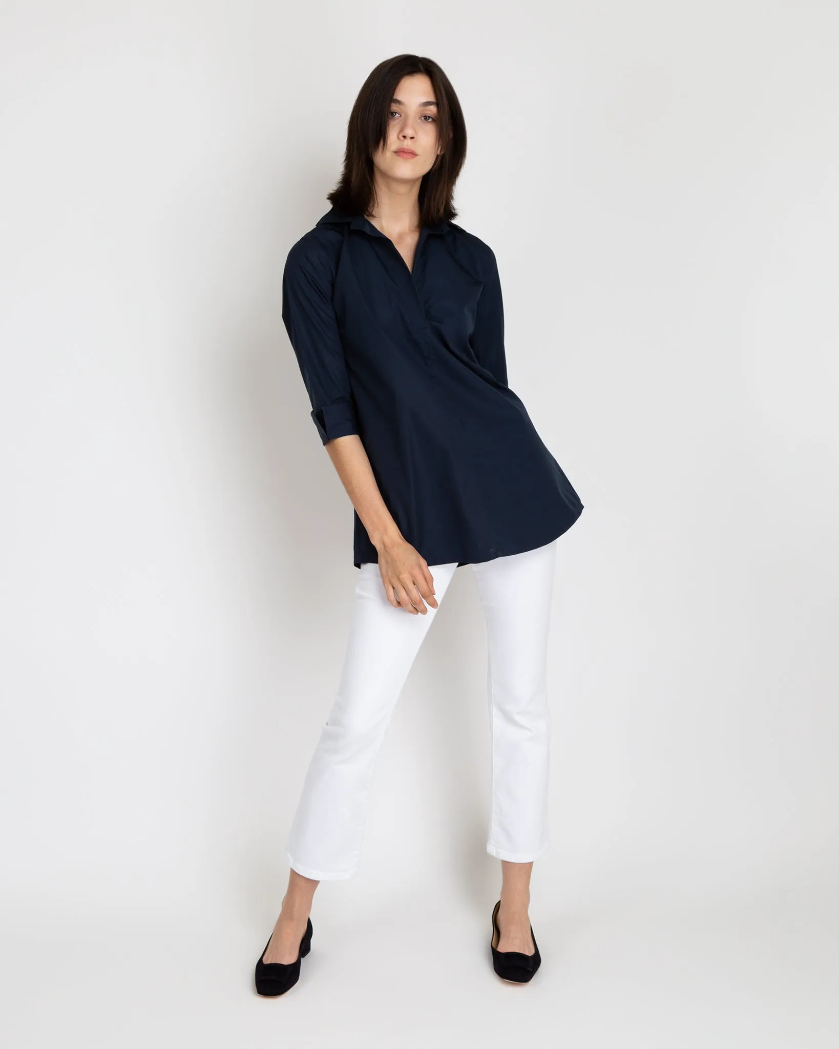 Designer Tunic in Navy Poplin