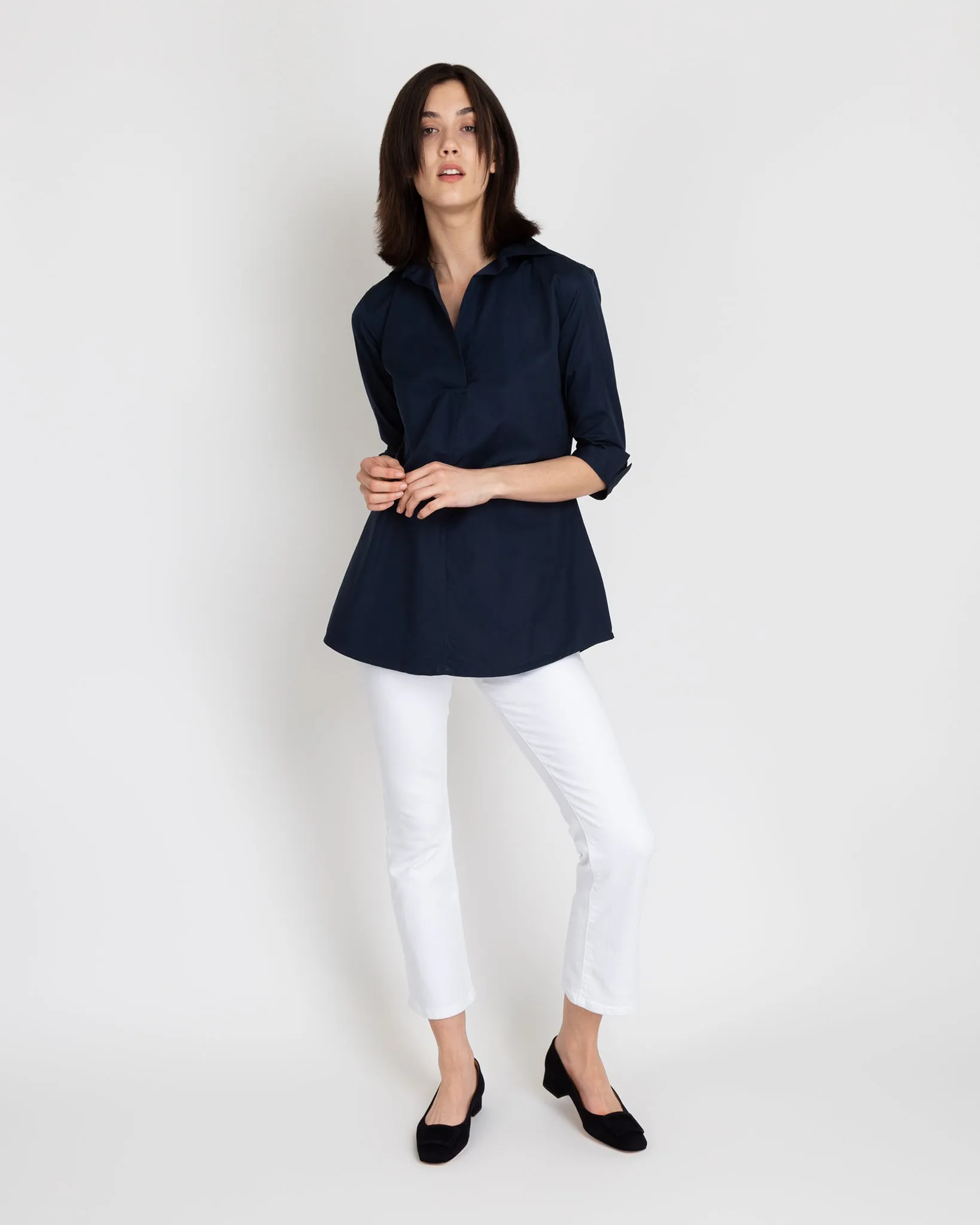 Designer Tunic in Navy Poplin