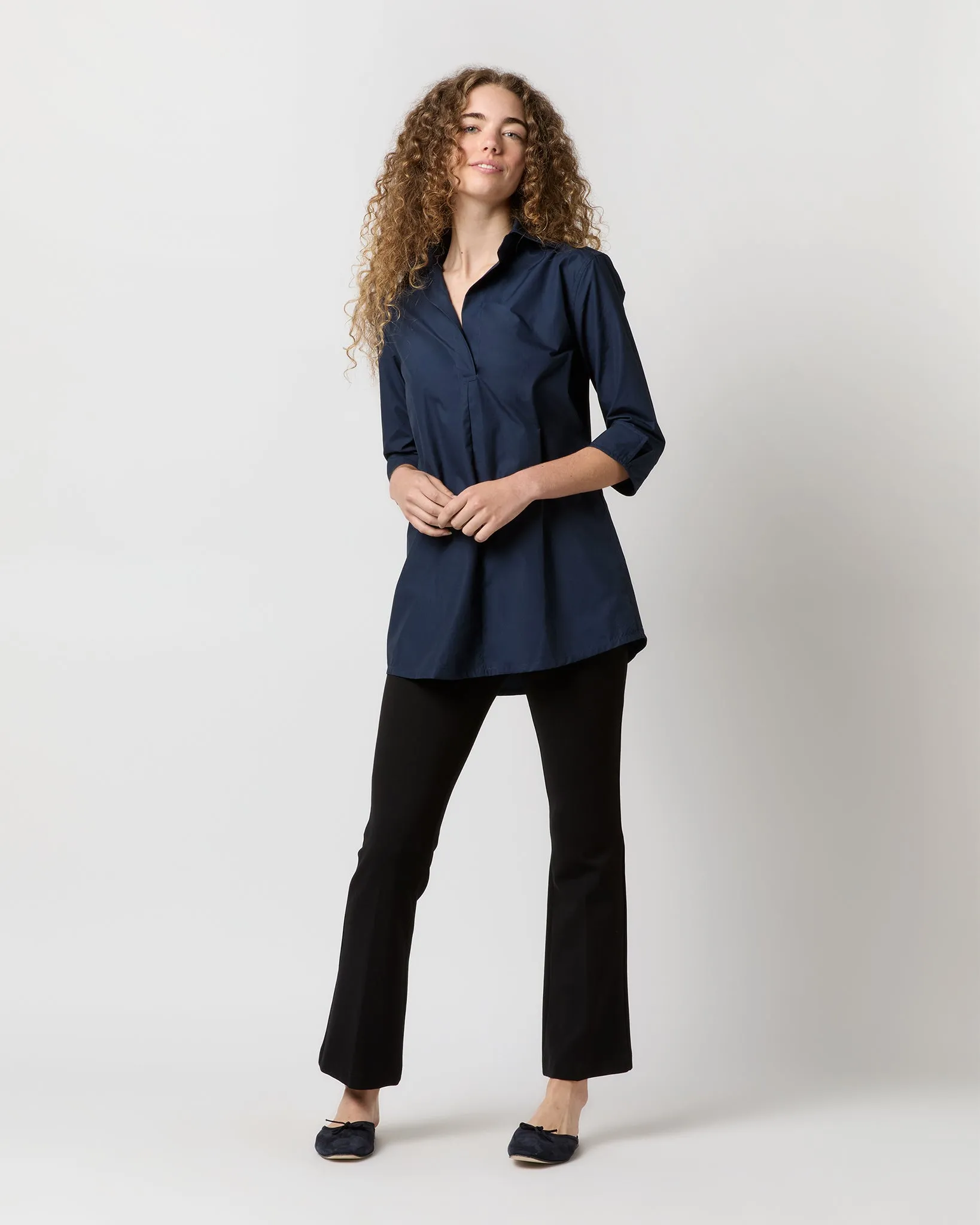 Designer Tunic in Navy Poplin