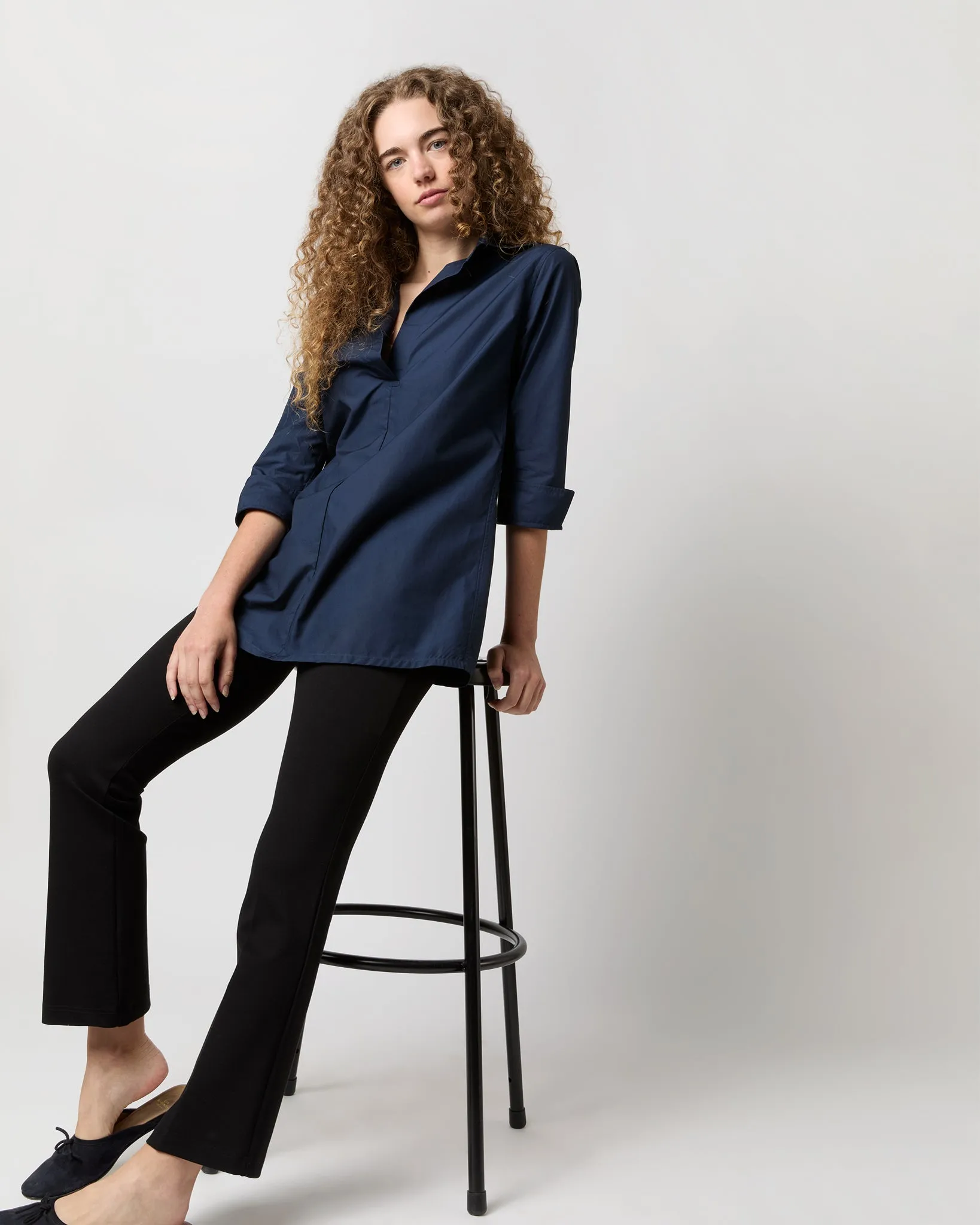 Designer Tunic in Navy Poplin