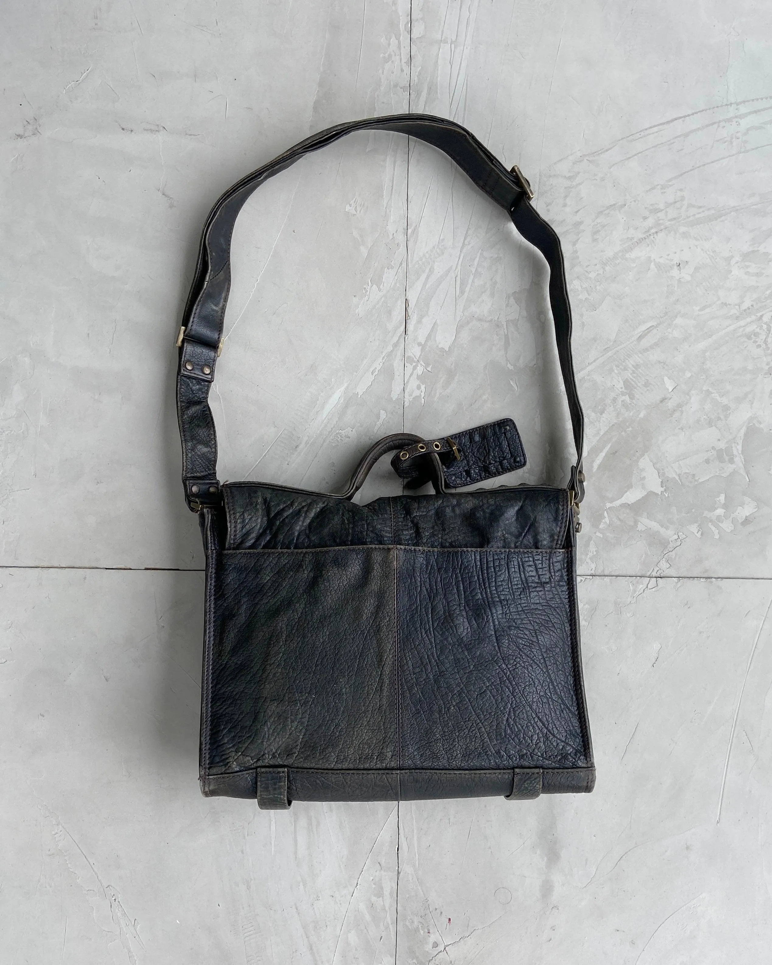 DIESEL 90'S BLACK LEATHER CROSS BODY BAG