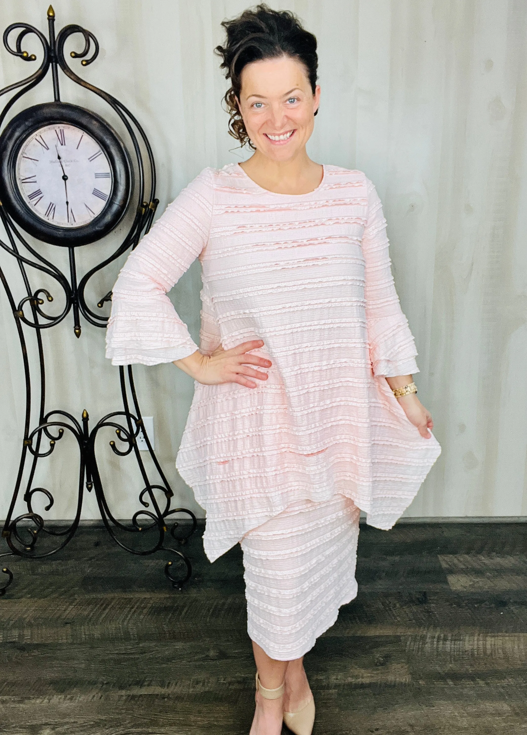 Feminine & Lace Tunic- Baby Pink